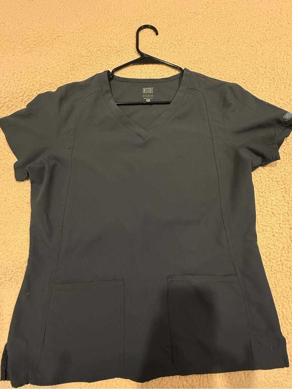 Insight Women's Charcoal V-Neck Short Sleeve Scrub Top